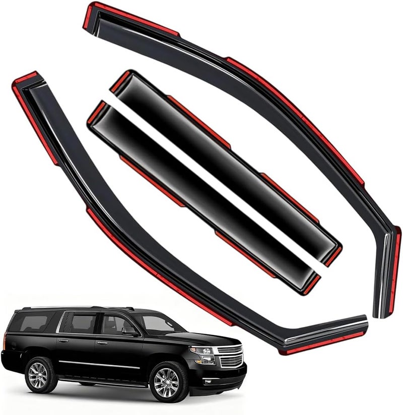 LONGKEES Window Visors Rain Guards FIT 2015–2020 Chevrolet Suburban – in-Channel Vent Deflectors 4PC Set All-Weather - Image 1